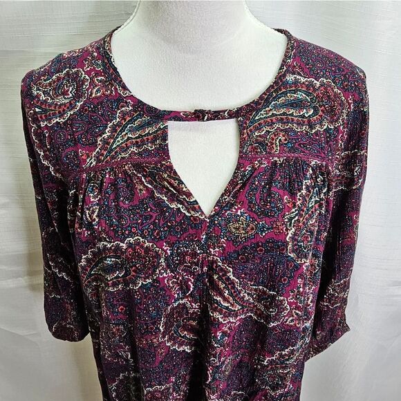 American Eagle Outfitters Purple Paisley Cut Out Mini Dress Size Medium - Picture 4 of 10